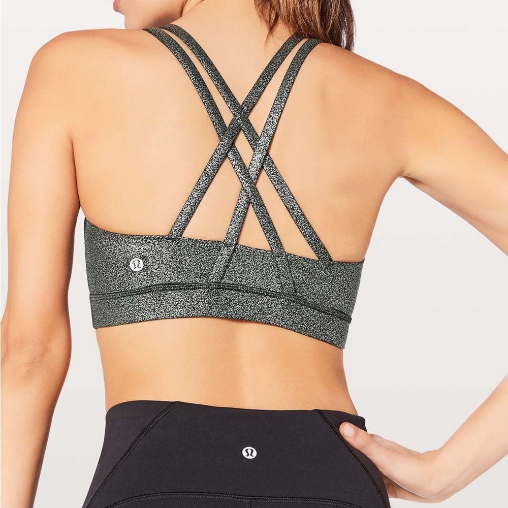 Lululemon Energy Bra
Luminosity Foil Print Black Silver